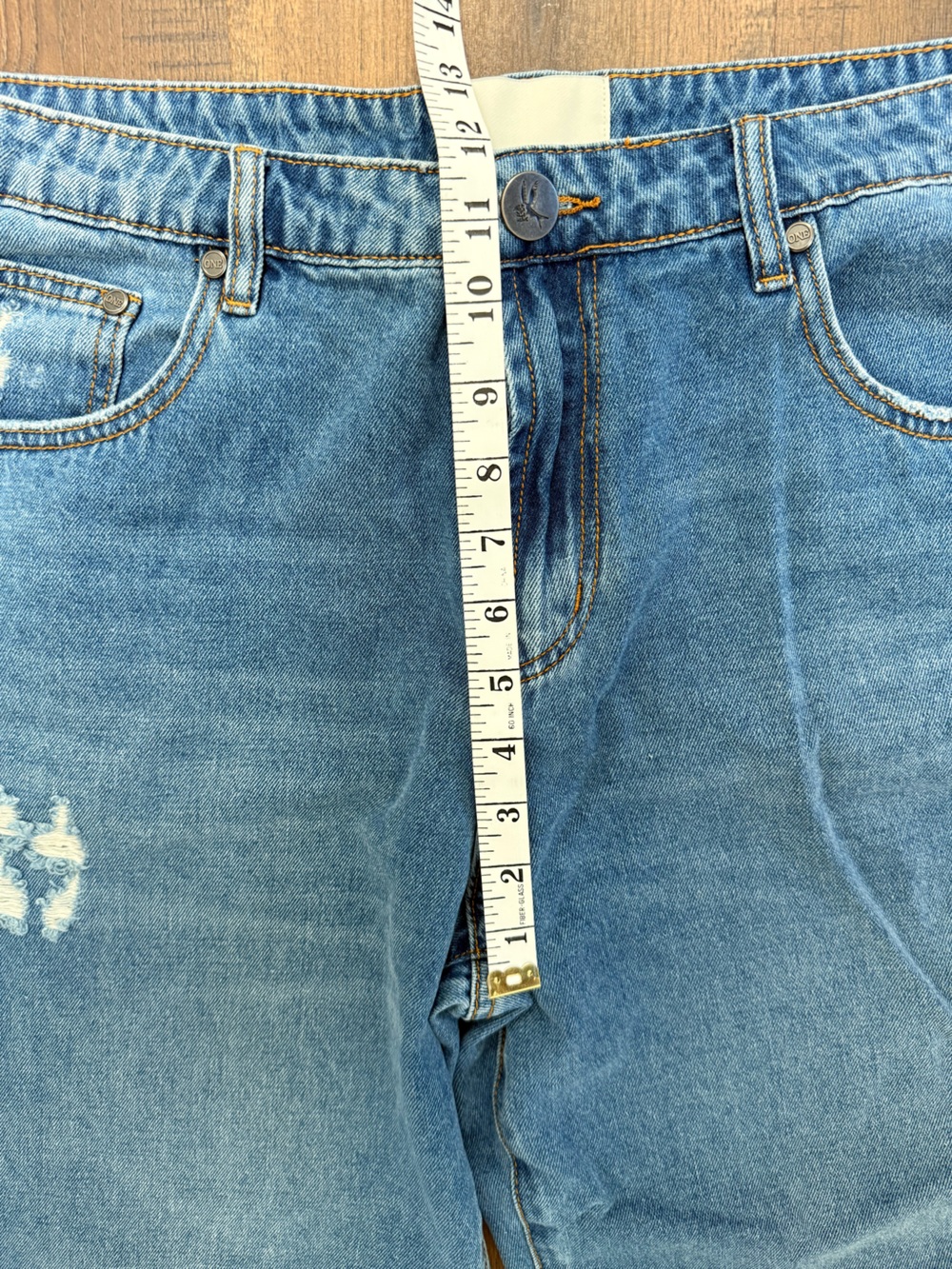 One Teaspoon Wide Leg High Rise Denim Jeans Distressed Hem Baggy Oversize 33 - Picture 5 of 6